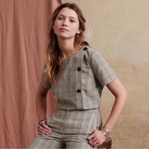 Sezane Tops Sezane Ida Top In Black Plaid Prince Of Wales